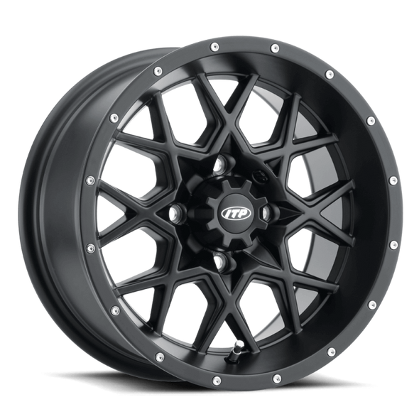 ITP Hurricane 12x7 / 4x156 BP / 4+3 Offset Matte Black Wheel 1228630536B