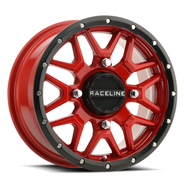 Raceline A94R Krank 14x7in / 4x110 BP / 10mm Offset / 83.8mm Bore - Red & Black Lip Wheel A94R-47011+10