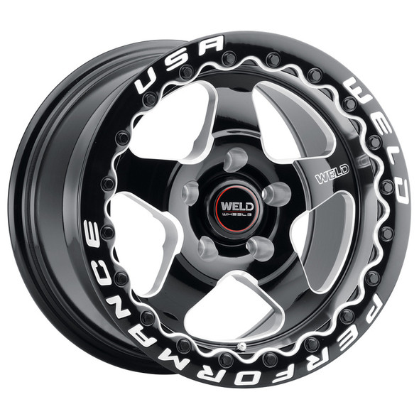 Weld S904 15x10 Ventura Beadlock 5x114.3 ET51 BS7.50 Gloss BLK MIL DIA 78.1 S904B0067P51