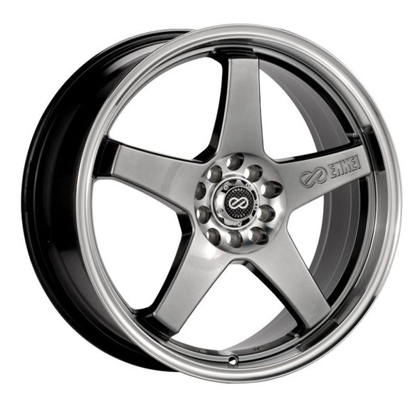 Enkei EV5 17x7 4x100/114.3 45mm Offset 72.6 Bore Diameter Hyper Black w/ Machined Lip Wheel 446-770-0145HB