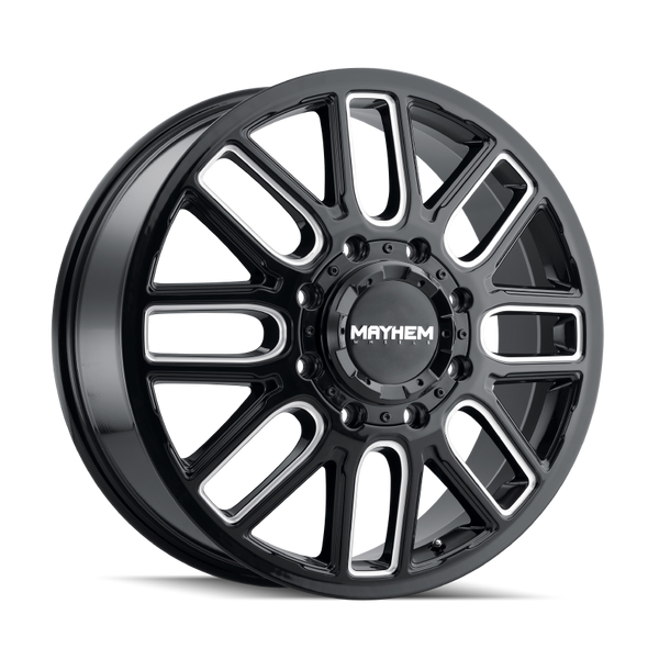Mayhem 8107D Cogent Dually 20x8.25 / 8x200 BP / 115mm Offset / 142mm Hub Black w/Milled Spokes Wheel 8107D-2877BMF115