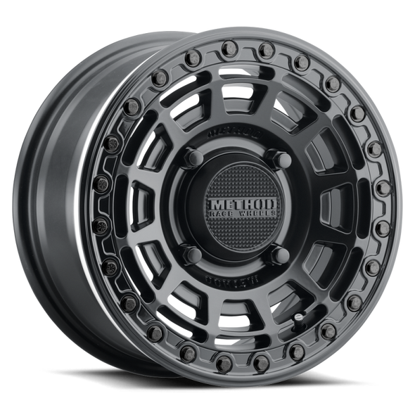Method MR415 Beadlock 15x7 / 5+2/38mm Offset / 4x136 / 106mm CB Matte Black Wheel - Gloss Black Ring MR415570471052B