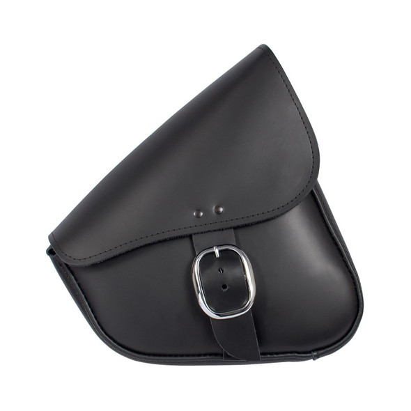 Willie & Max HD Sportsters, Custom Hard Tails Leather Swingarm Bag w/Chrome Buckle - Black 59904-00