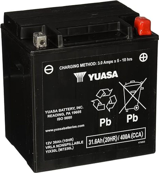 Yuasa YIX30L-PW Maintenance Free AGM 12-Volt Battery YUAM7230LPW