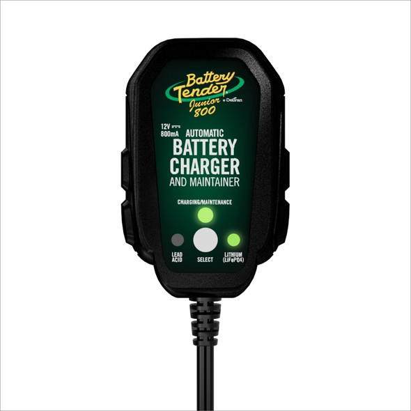 battery Tender 12V, 800mA Selectable Lead Acid/Lithium Battery Charger 022-0199-DL-WH
