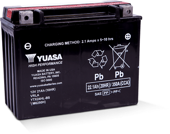 Yuasa YTX24HL-BS High Performance Maintenance Free AGM 12-Volt Battery w/Bottle YUAM6250H