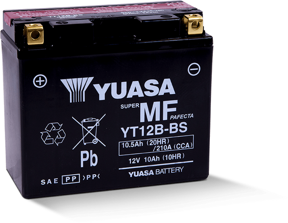Yuasa YT12B-BS Maintenance Free 12-Volt AGM Battery w/Bottle YUAM6212B