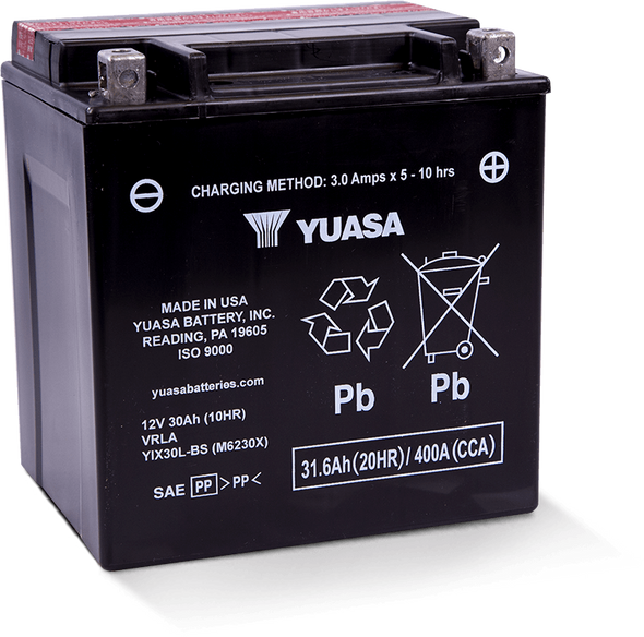 Yuasa YIX30L-BS-PW High Performance Maintenance Free AGM 12-Volt Battery w/Bottle YUAM6230XPW