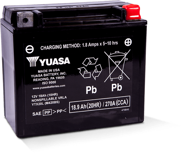 Yuasa YTX20L Maintenance Free AGM 12-Volt Battery YUAM420BS