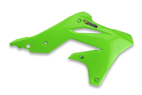 Cycra 13-16 Kawasaki KX250F Powerflow Radiator Shrouds - OEM Green 1CYC-1865-72