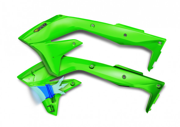 Cycra 16-18 Kawasaki KX450F Powerflow Radiator Shrouds - OEM Green 1CYC-1867-72