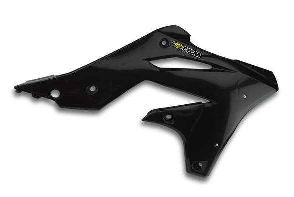 Cycra 13-16 Kawasaki KX250F Powerflow Radiator Shrouds - Black 1CYC-1865-12