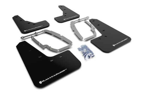 Rally Armor 17-23 Tesla Model 3 Black UR Mud Flap w/White Logo MF62-UR-BLK/WH