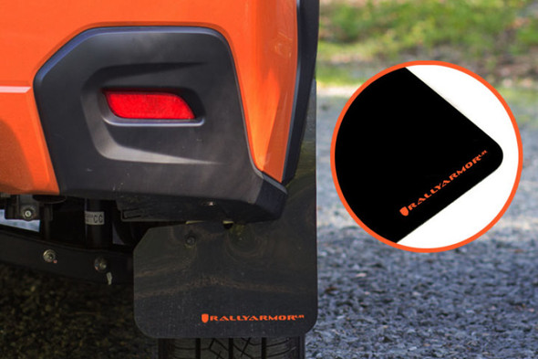 Rally Armor 13-17 Subaru Crosstrek XV Black Mud Flap w/Orange Logo MF26-UR-BLK/OR