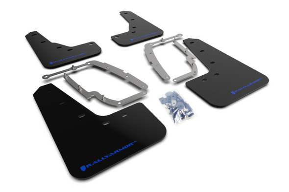 Rally Armor 17-23 Tesla Model 3 Black UR Mud Flap w/Blue Logo MF62-UR-BLK/BL