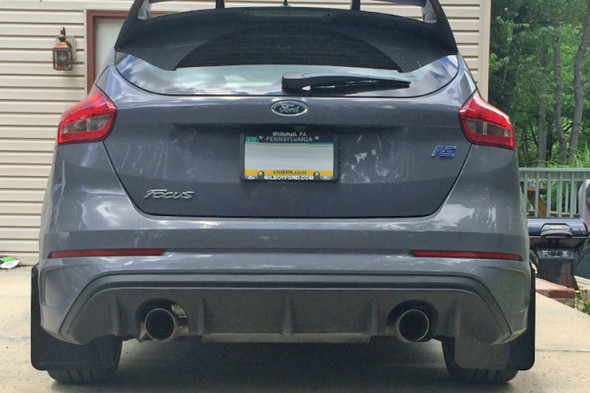 Rally Armor 12-19 Ford Focus ST / 16-19 RS Black Mud Flap w/Blue Logo MF27-UR-BLK/BL