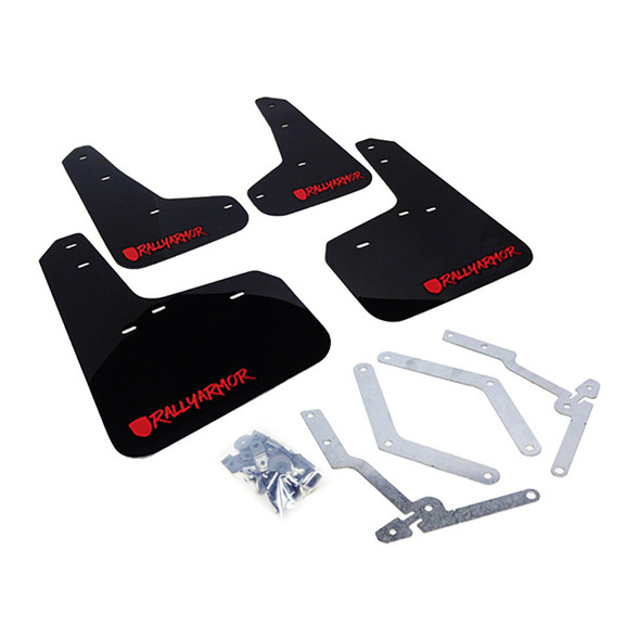 Rally Armor 12-19 Ford Focus ST / 16-19 RS Black UR Mud Flap w/Red Altered Font Logo MF27-UR-BLK/RD-X