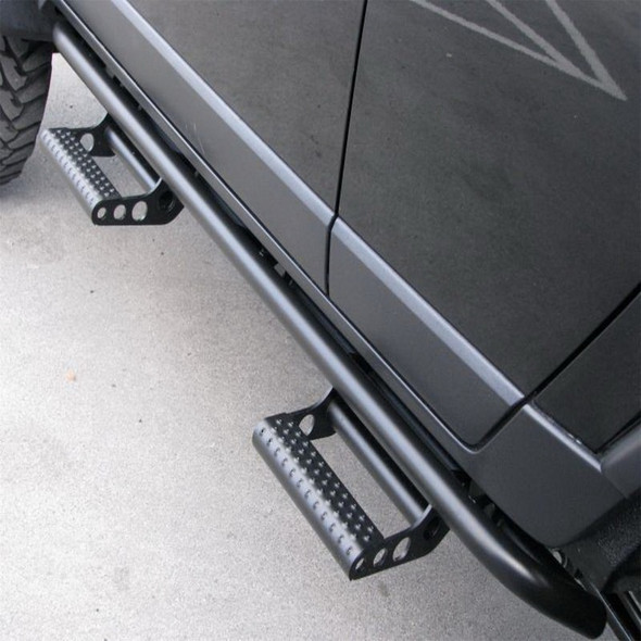 N-Fab RKR Rails 97-06 Jeep Wrangler TJ/BJ 2 Door All - Tex. Black - 1.75in - w/ Detachable Steps J972RKRS2