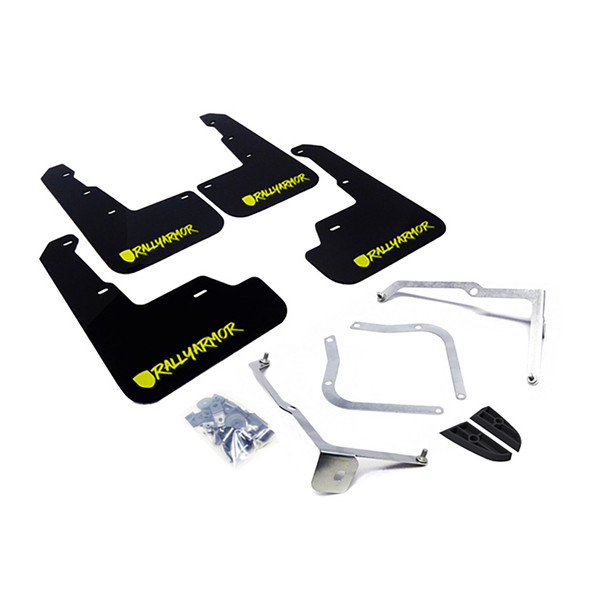 Rally Armor 15-21 Subaru WRX/STI Black Mud Flap Green Altered Font Logo MF32-UR-BLK/CGN-X