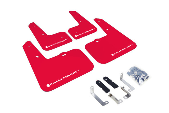 Rally Armor 12-18 Hyundai Veloster Red UR Mud Flap w/ White Logo MF24-UR-RD/WH