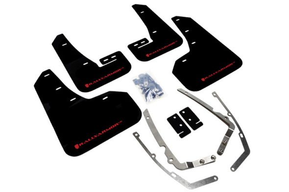 Rally Armor 15-21 MKVII VW Golf/GTI Black UR Mud Flap w/Red Logo MF37-UR-BLK/RD