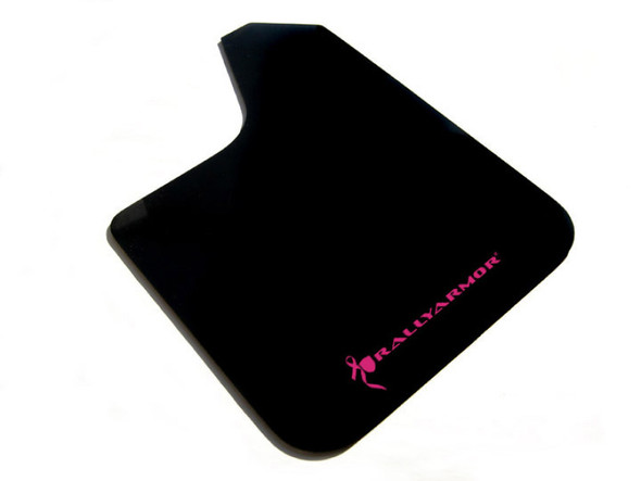 Rally Armor Universal Fit (No Hardware) Basic Black Mud Flap w/ Pink Logo MF12-BAS-BCPK