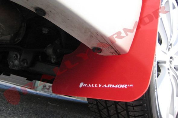 Rally Armor 08-10 Subaru WRX / 08-11 Impreza 2.5i (Hatch/Sedan) Red UR Mud Flap w/White Logo MF6-UR-RD/WH