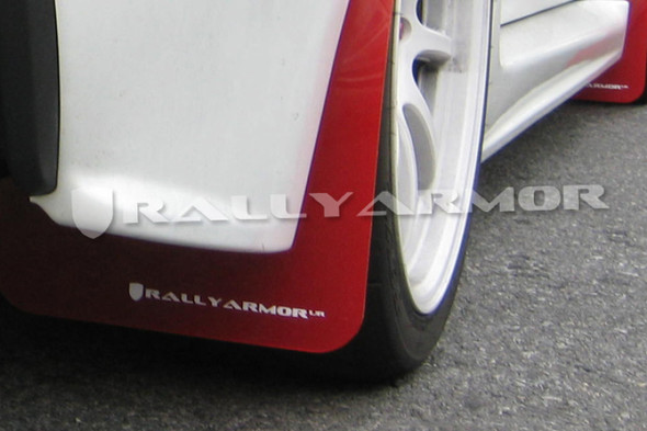Rally Armor 07-17 Mitsubishi Lancer Red UR Mud Flap w/ White Logo MF8-UR-RD/WH