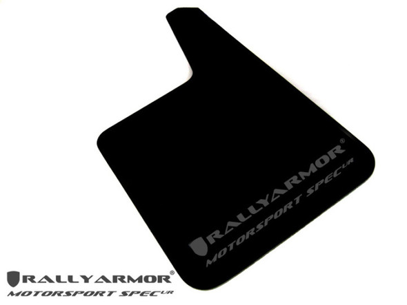 Rally Armor Universal Fit (No Hardware) Motorsport Spec Black UR Mud Flap w/ Gray Logo MF20-MSUR-BK/GY