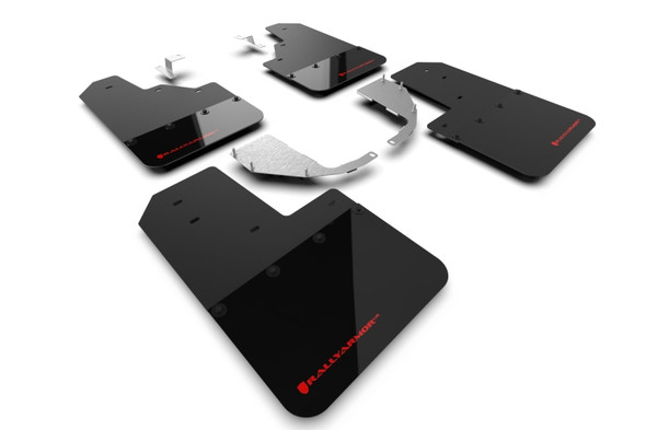 Rally Armor 21-24 Ford Bronco (Steel Bmpr - NO Rptr/Sprt - NO RR/RB) Blk Mud Flap w/Red Logo MF85-NO-ST-RD