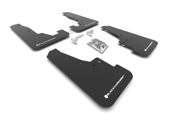 Rally Armor 16-24 Dodge Durango GT/Hellcat/RT/SRT 392/SXT Black UR Mud Flap White Logo MF55-UR-BLK/WH