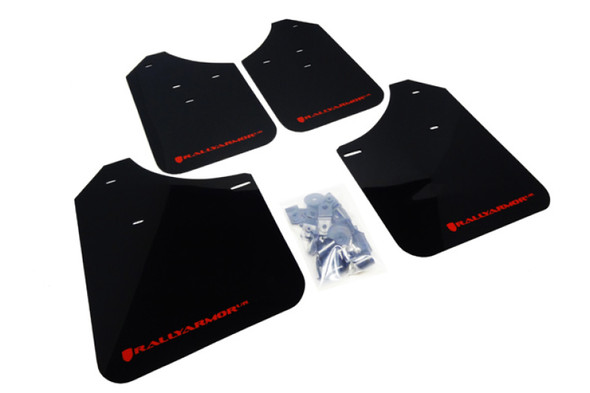 Rally Armor 02-07 Subaru WRX/STI/RS/2.5i (Wagons Req. Mod.) Black UR Mud Flap w/Red Logo MF1-UR-BLK/RD