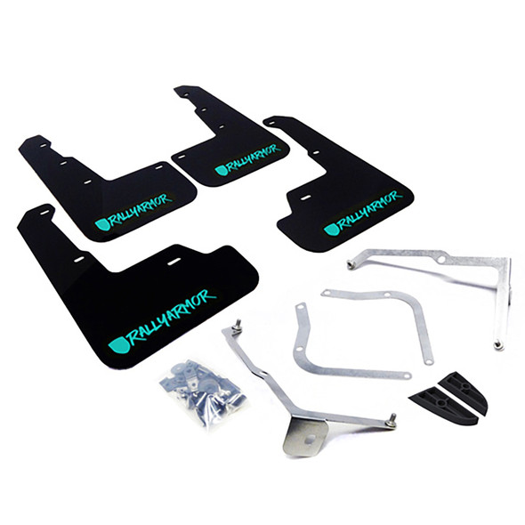 Rally Armor 15-21 Subaru WRX/STI Black UR Mud Flap w/Teal Altered Font Logo MF32-UR-BLK/TL-X