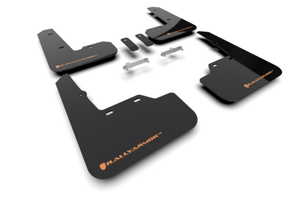 Rally Armor 22-24 Subaru WRX Black UR Mud Flap w/Orange Logo MF92-UR-BLK/OR