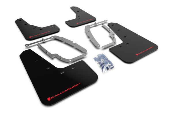 Rally Armor 17-23 Tesla Model 3 Black UR Mud Flap w/Red Logo MF62-UR-BLK/RD