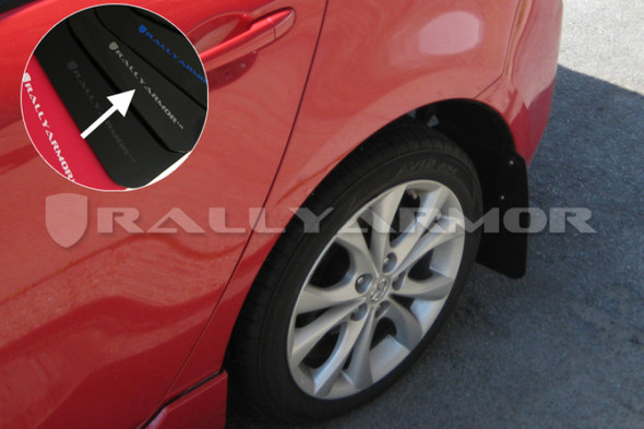 Rally Armor 10-13 Mazda3/Speed3 (Hatch/Sedan) Black UR Mud Flap w/Silver Logo MF17-UR-BLK/SIL