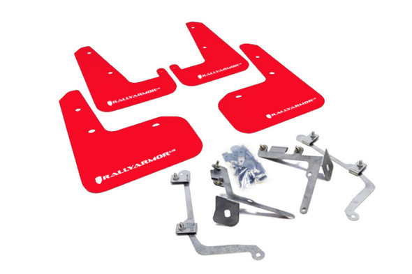 Rally Armor 11-14 Subaru WRX/STI (Sedan Only) Red UR Mud Flap w/White Logo MF19-UR-RD/WH