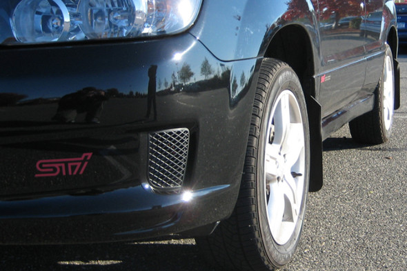 Rally Armor 03-08 Subaru Forester Basic Black Mud Flap w/ Black Logo MF5-BAS-BLK