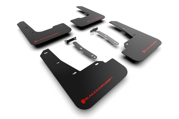Rally Armor 22-23 Hyundai Elantra N &amp; N Line Black UR Mud Flap w/Red Logo MF79-UR-BLK-RD