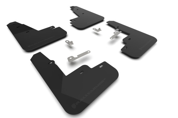 Rally Armor 21-25 Ford Mustang Mach-E/GT/Rally Black UR Mud Flap w/Metallic Black Logo MF96-UR-BLK-MBK