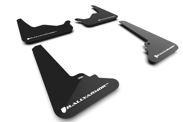 Rally Armor 21-24 Tesla Model S / S Plaid Black UR Mud Flap w/White Logo MF101-UR-BLK-WH