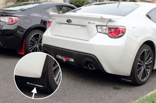 Rally Armor 13-17 Subaru BRZ/Toyota FR-S Black UR Mud Flap w/White Logo MF23-UR-BLK/WH