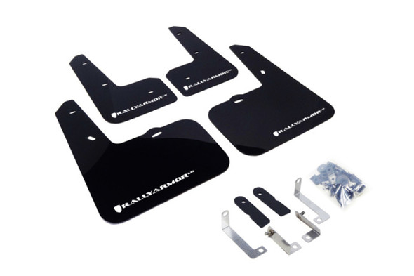 Rally Armor 12-18 Hyundai Veloster Black UR Mud Flap w/ White Logo MF24-UR-BLK/WH