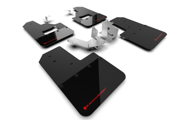 Rally Armor 21-24 Ford Bronco (Plstc Bmpr + RB - NO Rptr/Sprt) Blk Mud Flap w/Red Logo MF85-RB-PL-RD