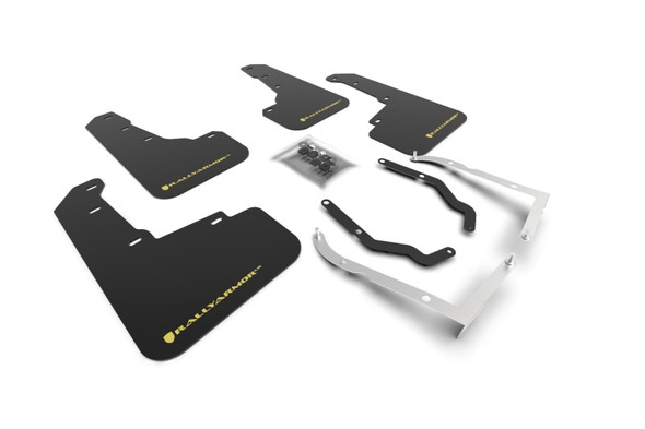 Rally Armor 18-23 Subaru Crosstrek Black UR Mud Flap w/Yellow Pearl Logo MF46-LTUR-BLK/PYP