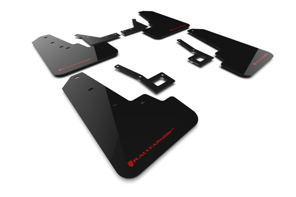 Rally Armor 19-24 Dodge Ram 1500 Rebel Black UR Mud Flap w/Red Logo MF98-UR-BLK-RD