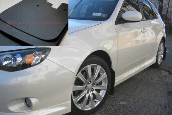 Rally Armor 08-10 Subaru WRX / 08-11 Impreza 2.5i (Hatch/Sedan) Basic Black Mud Flap w/Black Logo MF6-BAS-BLK