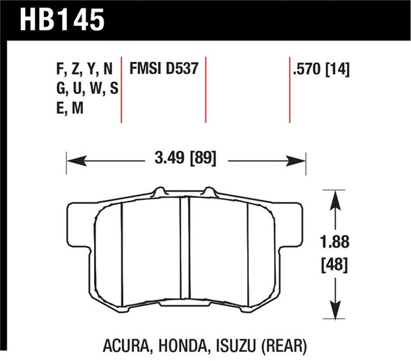 Hawk 06+ Civic Si HP+ Street Rear  Brake Pads HB145N.570