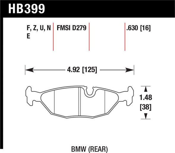 Hawk 84-4/91 BMW 325 (E30) HP+ Street Rear Brake Pads HB399N.630