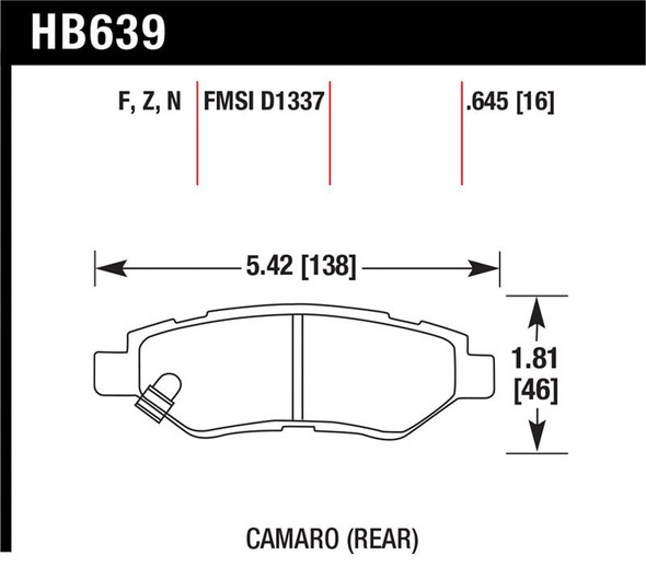 Hawk Camaro V6 HP+ Street Rear Brake Pads HB639N.645
